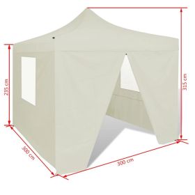 vidaXL Foldable Tent 3x3 m with 4 Walls Cream