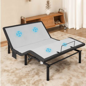 Ergonomic Queen Size Adjustable Bed, Zero Gravity Base For Stress Management Head And Foot Incline, Wireless Remote Control, Massage, Under Bed Nightl