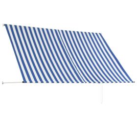 vidaXL Retractable Awning 98.4" x 59.1" Blue and White