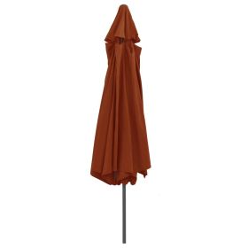 vidaXL Garden Parasol with Metal Pole 390 cm Terracotta