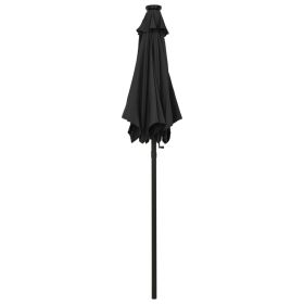 vidaXL Garden Parasol with LED Lights Black 200x211 cm Aluminium