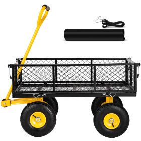 VEVOR Steel Garden Cart, Heavy Duty 900 Lbs Capacity, With Removable Mesh Sides To Convert Into Flatbed, Utility Metal Wagon With Rotating Handle And