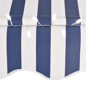 vidaXL Manual Retractable Awning with LED 200 cm Blue and White