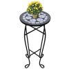 Mosaic Side Table Plant Table Black White