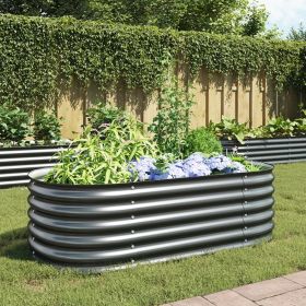 Garden Raised Bed 63"x31.5"x17.3" Galvanized Steel Gray