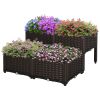 Outsunny 4 Piece Raised Garden Bed with Legs, Self-Watering Planter Box Raised Bed to Grow Flowers, Herbs & Vegetables, Brown