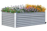 6x3x2ft Galvanized Raised Garden Bed, Outdoor Planter Garden Boxes Large Metal Planter Box for Gardening Vegetables Fruits Flowers, Silver