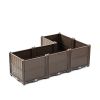 Rectangular Raised Garden Bed Kit Indoor Outdoor Plastic Planter Grow Box for Fresh Vegetables, Herbs, Flowers & Succulents, Brown