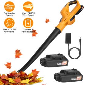 Cordless Leaf Blower Handheld Electric Battery Powered Air Blower Max 124MPH 300CFM with 2 Adjustable Speeds 2Pcs 18V 2000mA Battery and Charger for Y