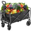 Folding Wagon Cart with Wheels, Foldable Grocery Cart,small, black