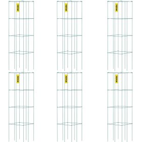 VEVOR Tomato Cages, 14.6" x 14.6" x 39.4", 6 Packs Square Plant Support Cages, Green PVC-Coated Steel Tomato Towers for Climbing Vegetables, Plants