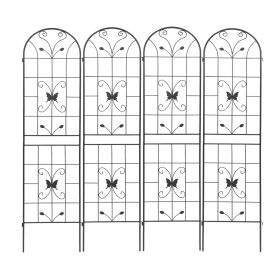 4 Pack Metal Garden Trellis 86.7" x 19.7" Rustproof Trellis for Climbing Plants Outdoor Flower Support Black