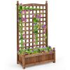 Solid Free Standing Wood Planter Box with Trellis for Garden