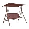 VEVOR 3-Person Patio Swing Chair, Outdoor Patio Swing with Adjustable Canopy, Porch Swing with Armrests, Teslin Fabric and Alloy Steel Frame