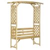 Outsunny Patio Garden Bench Arbor Arch with Pergola and 2 Trellises, 3 Seat Natural Wooden Outdoor Bench for Grape Vines & Climbing Plants