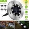 4Pcs Solar Powered Ground Light Outdoor IP65 Waterproof Buried In-Ground Lamp Decorative Path Deck Lawn Patio Lamp