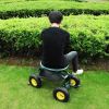 Garden Cart Rolling Work Seat with Tool Tray and 360 Swivel Seat