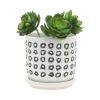 S/2 5/6" AZTEC PLANTER W/ SAUCER, BLACK