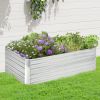 Outsunny Galvanized Raised Garden Bed Kit with Reinforcing Bars, Large and Tall Metal Planter Box for Vegetables, Flowers and Herbs, 6' x 3' x 2'