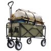 Collapsible Foldable Wagon Cart with strapping system Beach Wagon Utility Cart Utility Wagon Grocery Cart for for Camping Shopping Sports Gardeing Fis