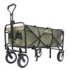 Collapsible Foldable Wagon Cart with strapping system Beach Wagon Utility Cart Utility Wagon Grocery Cart for for Camping Shopping Sports Gardeing Fis