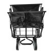 Folding Wagon Garden Shopping Beach Cart (Black)