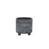 S/2 TRIBAL LOOK FOOTED PLANTER 6/8", BLACK