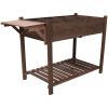 8 Pockets Horticulture Raised Garden Bed Elevated Wood Planter Box Stand with Foldable Side Table and Storage Shelf for Herb/Vegetables/Flowers