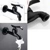 Black Lengthen Washing Machine Faucet Wall Mounted Basin Tap Kitchen Faucet Brass Single Cold Water Tap G 3/4"