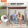 VEVOR 3-Person Patio Swing Chair, Outdoor Patio Swing with Adjustable Canopy, Porch Swing with Armrests, Teslin Fabric and Alloy Steel Frame