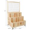 3-Tiers Raised Garden Bed with Trellis, 53" H Vertical Planter Box with Wheels & Back Storage Area, for Flowers, Vegetables, Herbs, Natural