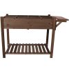 8 Pockets Horticulture Raised Garden Bed Elevated Wood Planter Box Stand with Foldable Side Table and Storage Shelf for Herb/Vegetables/Flowers