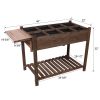 8 Pockets Horticulture Raised Garden Bed Elevated Wood Planter Box Stand with Foldable Side Table and Storage Shelf for Herb/Vegetables/Flowers