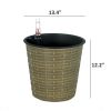 13.4" Self-watering Wicker Decor Planter for Indoor and Outdoor - Round - Natural