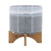 CERAMIC 8" PLANTER ON STAND, BLUE FADE