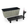 2-Pack Smart Self-watering Rectangle Planter for Indoor and Outdoor - Hand Woven Wicker - Gray