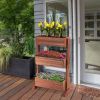 3-Tier Raised Garden Bed with Detachable Ladder and Adjustable Shelf