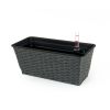 2-Pack Smart Self-watering Rectangle Planter for Indoor and Outdoor - Hand Woven Wicker - Espresso