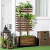 Outsunny Raised Garden Bed with Trellis, 58" Outdoor Wooden Planter Box with Wheels, for Vine Plants Flowers Climbing and Planting, Brown