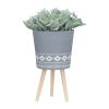 S/2 10/12" DIAMOND PLANTER W/ WOOD LEGS, GRAY (KD)