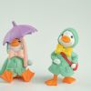 4Pcs Green raincoat duckling, home decoration cartoon creative small ornament gift