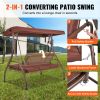 VEVOR 3-Seat Patio Swing Chair, Converting Canopy Swing, Outdoor Patio Porch with Adjustable Canopy, Removable Thick Cushion and Alloy Steel Frame