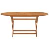 Folding Patio Table 63"x33.5"x29.5" Solid Eucalyptus Wood