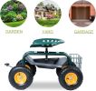 Garden Cart Rolling Work Seat with Tool Tray and 360 Swivel Seat