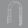 Metal Garden Arch W55'' x H94.5'' Garden Arbor Trellis Climbing Plants Support Rose Arch Outdoor Arch Cream White