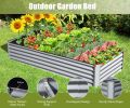 8x4x1.5 ft Galvanized Raised Garden Bed, Outdoor Planter Garden Boxes Large Metal Planter Box for Gardening Vegetables Fruits Flowers, Silver