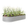 Raised Garden Bed Outdoor, Oval Large Metal Raised Planter Bed for for Plants, Vegetables, and Flowers - Silver