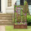 Solid Free Standing Wood Planter Box with Trellis for Garden