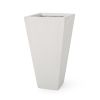 13" Outdoor Modern MGO Small Cast Stone Planter, White