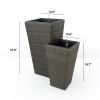 2-Pack Self-watering Planter - Hand Woven Wicker - Square - Expresso